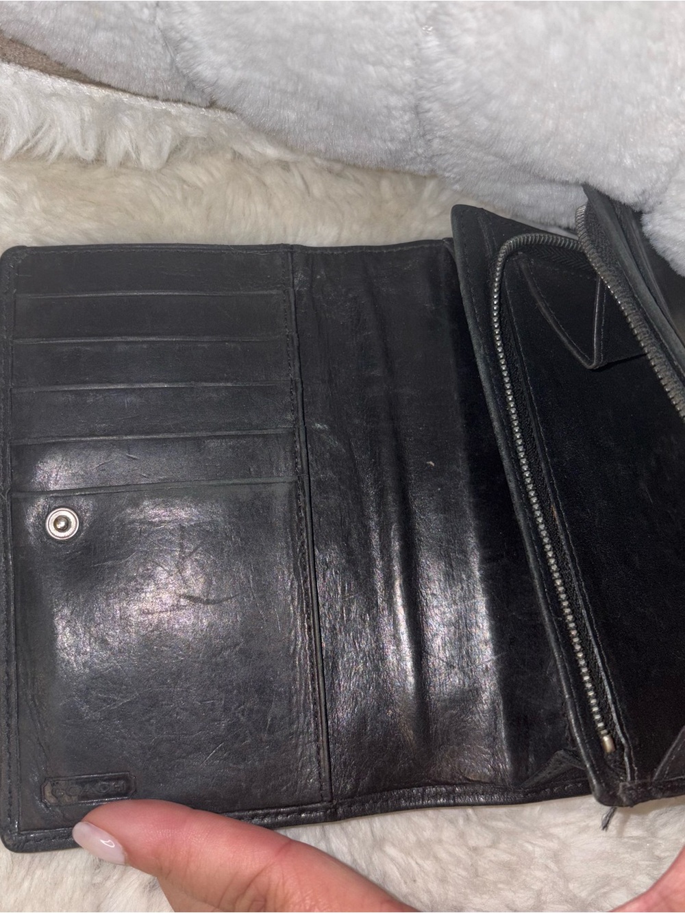 Vintage Coach Wallet, Coach Leather Wallet, Black Leather Wallet Bifold Wallet, - Picture 2 of 3